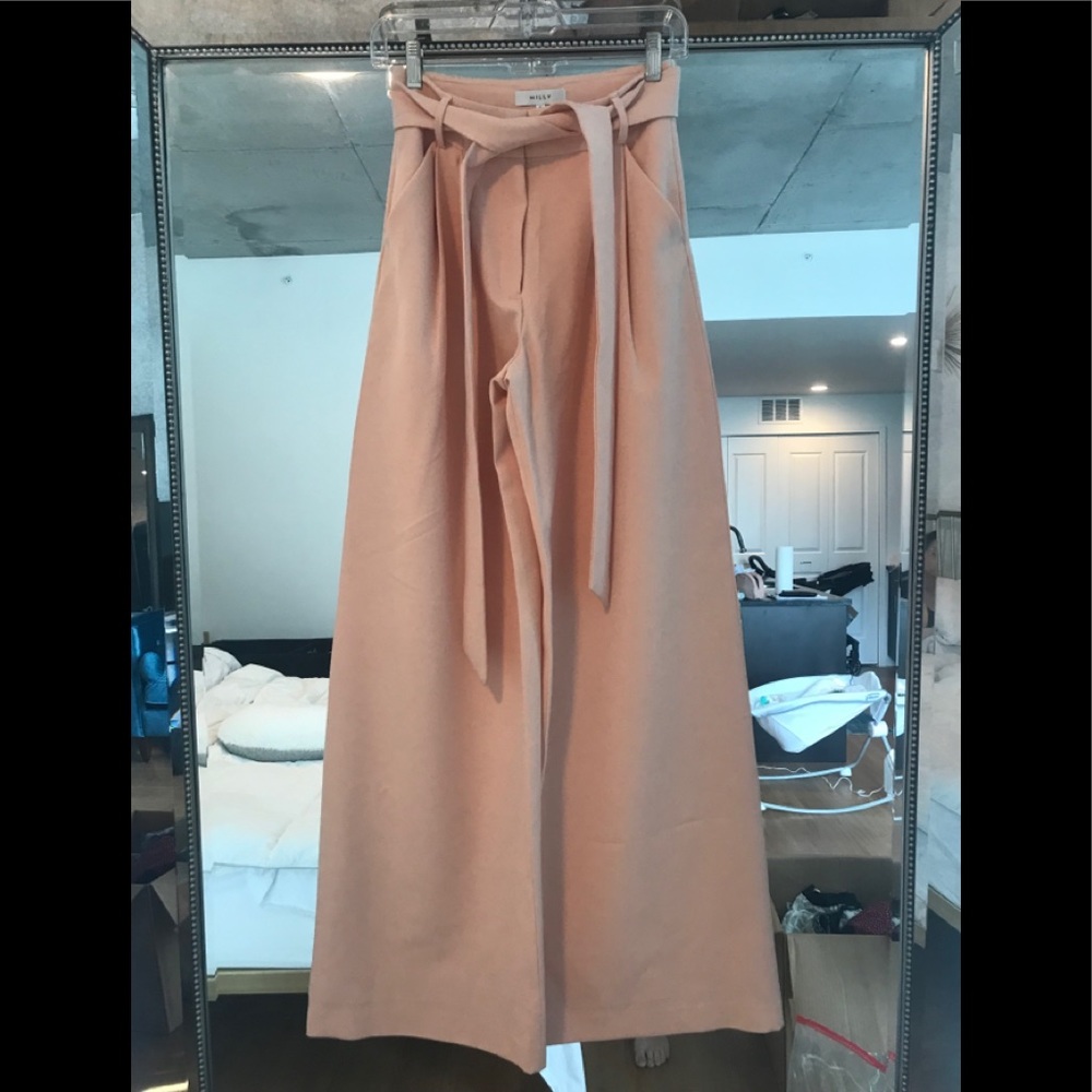 Milly Italian Cady Trapunto Tie Waist Trousers - Picture 3 of 5